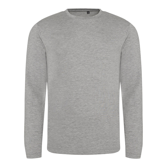 Heather Grey - Front - AWDis Mens Long Sleeve Tri-Blend T-Shirt