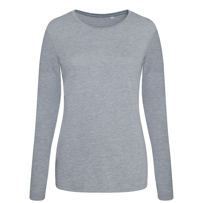 Heather Grey - Front - AWDis Womens-Ladies Girlie Long Sleeve Tri-Blend T-Shirt