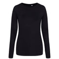 Solid Black - Front - AWDis Womens-Ladies Girlie Long Sleeve Tri-Blend T-Shirt
