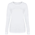 Solid White - Front - AWDis Womens-Ladies Girlie Long Sleeve Tri-Blend T-Shirt
