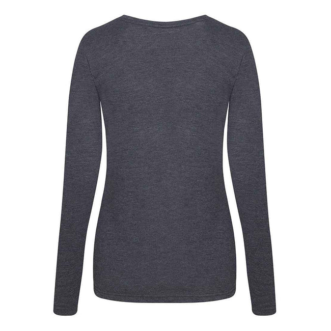 Heather Charcoal - Back - AWDis Womens-Ladies Girlie Long Sleeve Tri-Blend T-Shirt