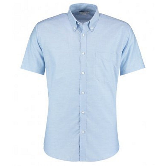 Light Blue - Front - Kustom Kit Mens Slim Fit Short Sleeve Oxford Shirt
