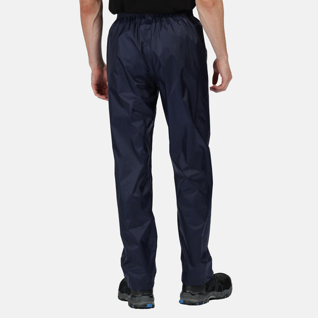 Navy - Side - Regatta Pro Mens Packaway Waterproof Breathable Overtrousers