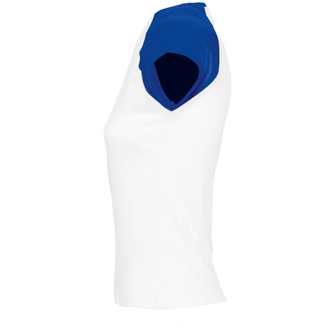 White-Royal Blue - Side - SOLS Womens-Ladies Milky Contrast Short-Sleeve T-Shirt