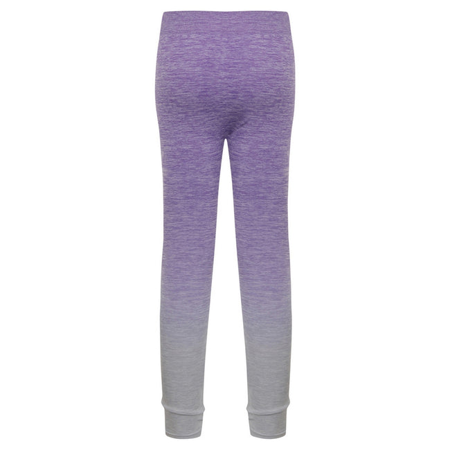 Purple-Light Grey Marl - Back - Tombo Womens-Ladies Seamless Fade Out Leggings