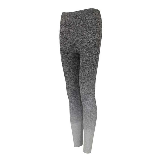 Dark Grey-Light Grey Marl - Back - Tombo Womens-Ladies Seamless Fade Out Leggings