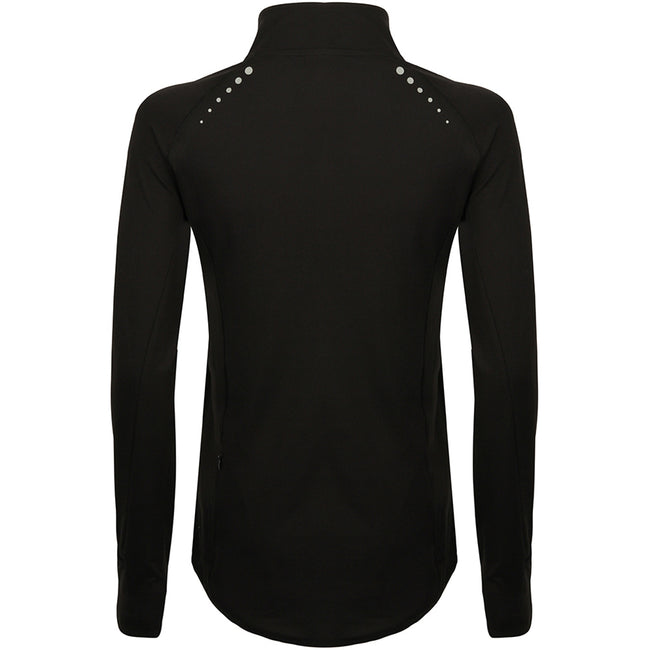 Black - Back - Tombo Womens-Ladies Long Sleeve Zip Neck Performance Top