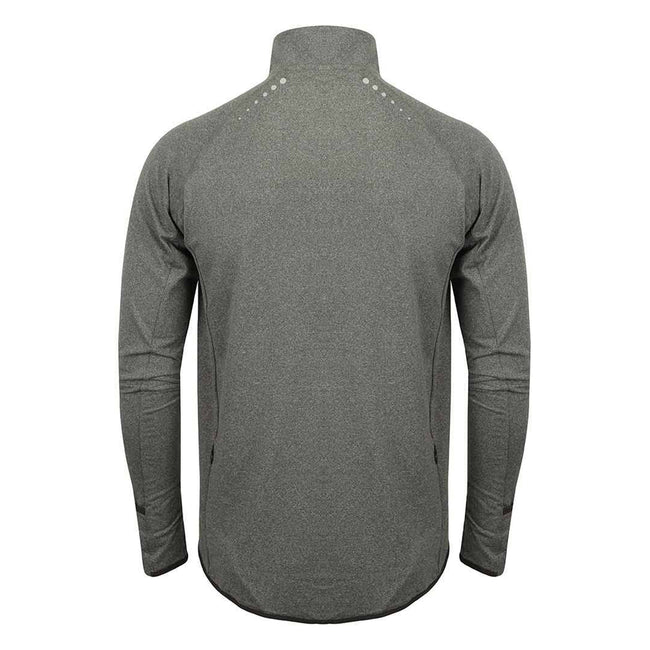 Grey Marl - Back - Tombo Womens-Ladies Long Sleeve Zip Neck Performance Top