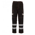 Black - Front - Yoko Mens Hi-Vis Cargo Trousers With Knee Pad Pockets