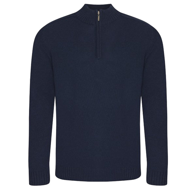 Navy - Front - Ecologie Mens Wakhan Zip Neck Sweater