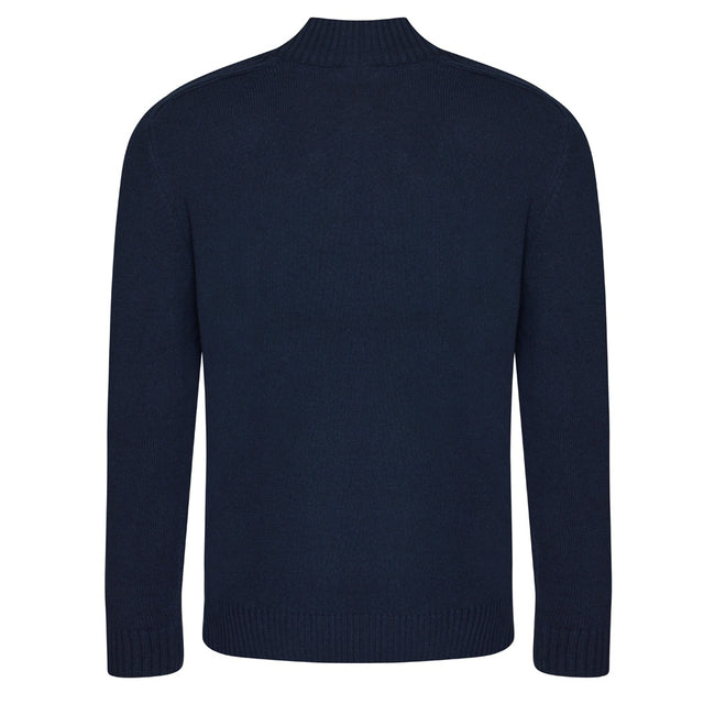 Navy - Back - Ecologie Mens Wakhan Zip Neck Sweater