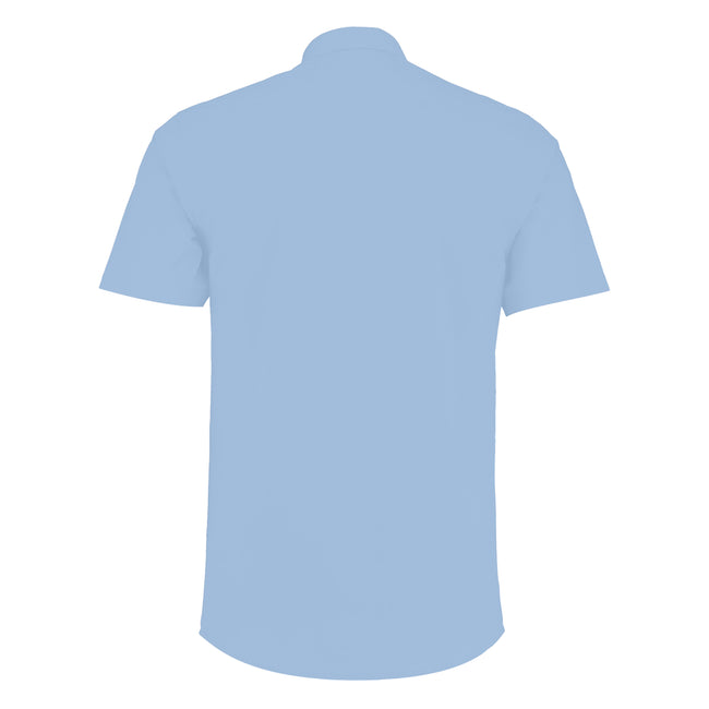 Light Blue - Back - Kustom Kit Mens Short Sleeve Tailored Poplin Shirt