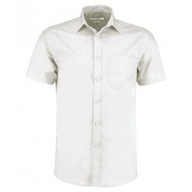 White - Front - Kustom Kit Mens Short Sleeve Tailored Poplin Shirt