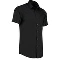 Black - Side - Kustom Kit Mens Short Sleeve Tailored Poplin Shirt