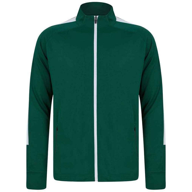 Bottle Green-White - Front - Finden & Hales Mens Knitted Tracksuit Top