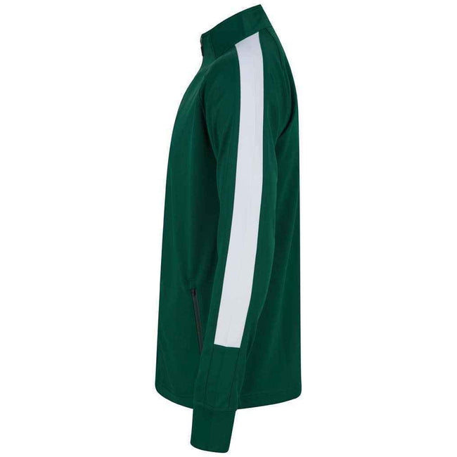 Bottle Green-White - Side - Finden & Hales Mens Knitted Tracksuit Top