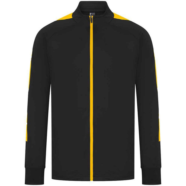 Black-Gold - Front - Finden & Hales Mens Knitted Tracksuit Top