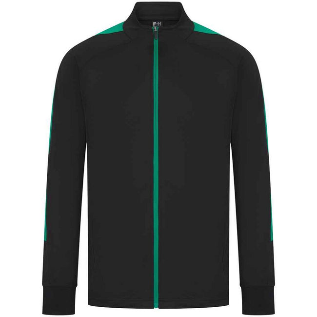 Black-Emerald - Front - Finden & Hales Mens Knitted Tracksuit Top