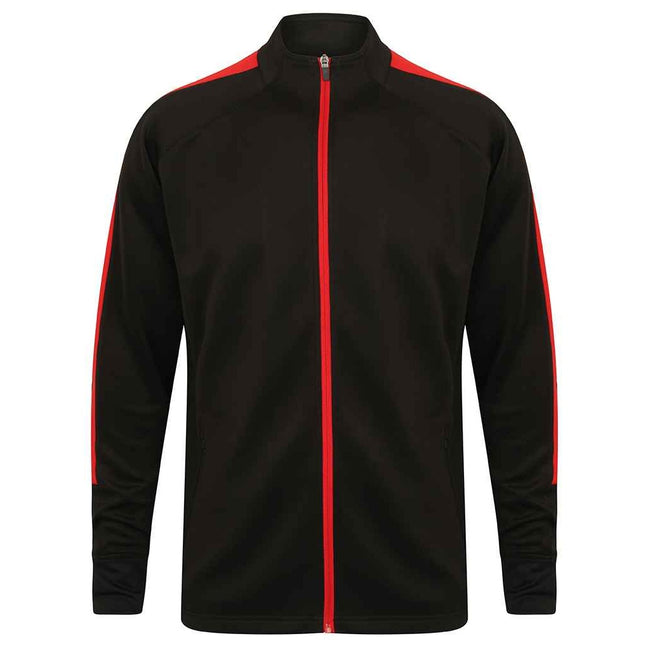 Black-Red - Front - Finden & Hales Mens Knitted Tracksuit Top