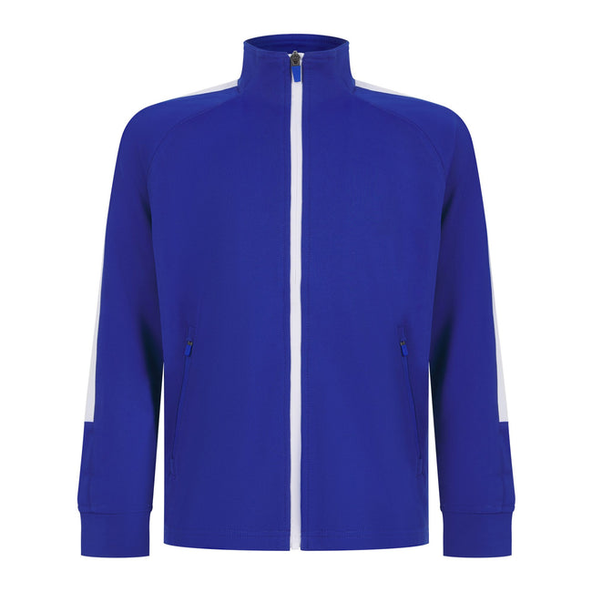 Royal Blue-White - Front - Finden & Hales Childrens-Kids Boys Knitted Tracksuit Top