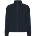 Navy-Sky Blue - Front - Finden & Hales Childrens-Kids Boys Knitted Tracksuit Top