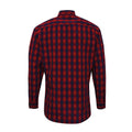 Red-Navy - Back - Premier Mens Mulligan Check Long Sleeve Shirt