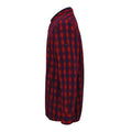 Red-Navy - Side - Premier Mens Mulligan Check Long Sleeve Shirt