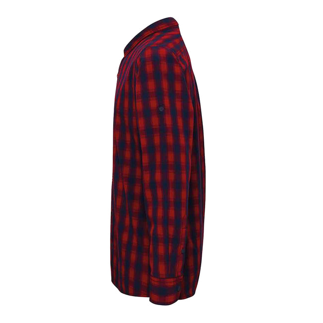 Red-Navy - Side - Premier Mens Mulligan Check Long Sleeve Shirt