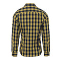 Camel-Navy - Back - Premier Womens-Ladies Mulligan Check Long Sleeve Shirt