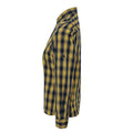 Camel-Navy - Side - Premier Womens-Ladies Mulligan Check Long Sleeve Shirt