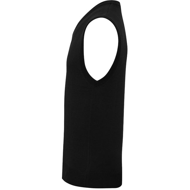 Black - Side - Premier Mens Sleeveless Cotton Acrylic V Neck Sweater