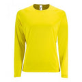 Neon Yellow - Front - SOLS Womens-Ladies Sporty Long Sleeve Performance T-Shirt