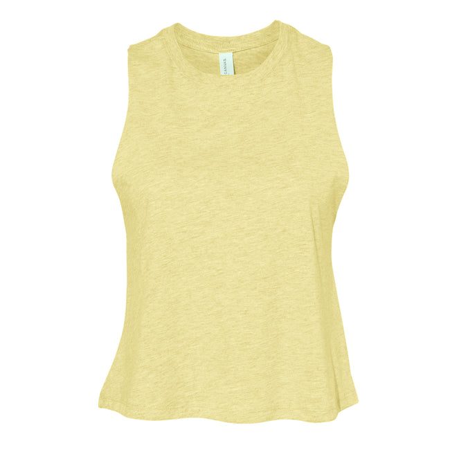 French Vanilla Heather - Front - Bella Womens-Ladies Racer Back Cropped Sleeveless Tank Top