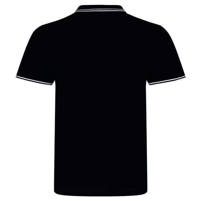 Black-White - Back - AWDis Mens Stretch Tipped Piqu Polo Shirt