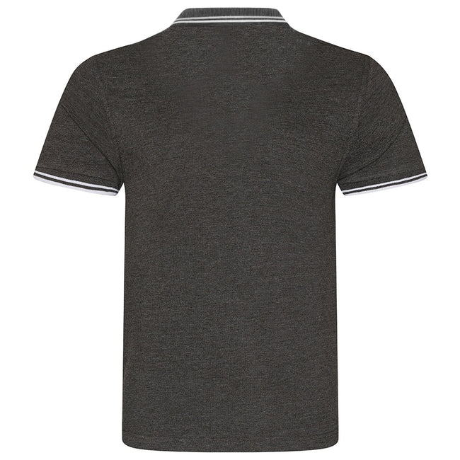 Charcoal-White - Back - AWDis Mens Stretch Tipped Piqu Polo Shirt