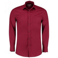 Claret - Front - Kustom Kit Mens Long Sleeve Tailored Poplin Shirt