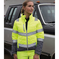 Fluorescent Yellow-Grey - Side - Result Womens-Ladies Safe-Guard Soft Safety Jacket
