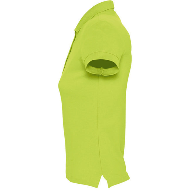 Apple Green - Side - SOLS Womens-Ladies Passion Pique Short Sleeve Polo Shirt