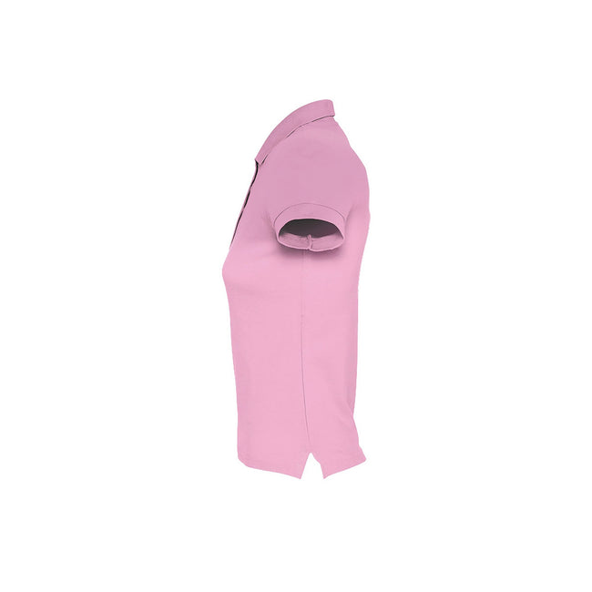 Pink - Side - SOLS Womens-Ladies Passion Pique Short Sleeve Polo Shirt