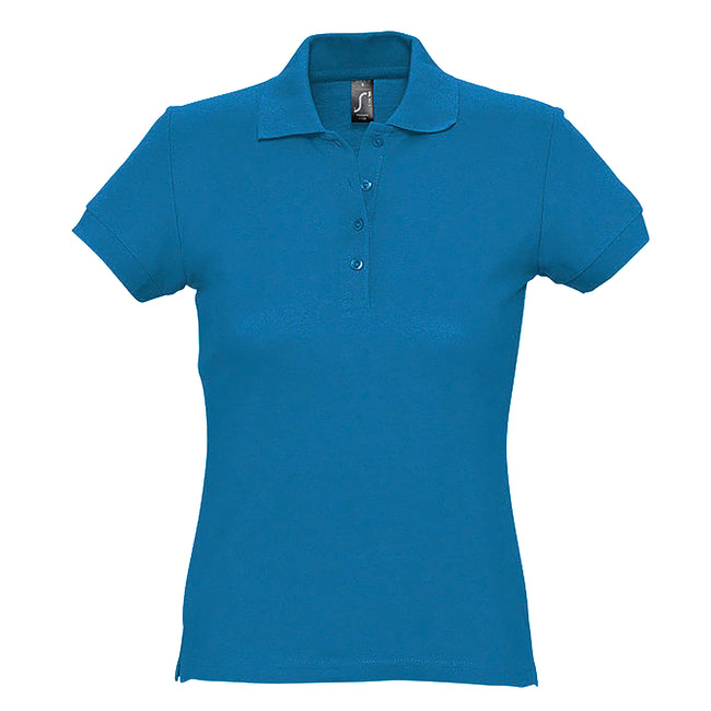 Aqua - Front - SOLS Womens-Ladies Passion Pique Short Sleeve Polo Shirt