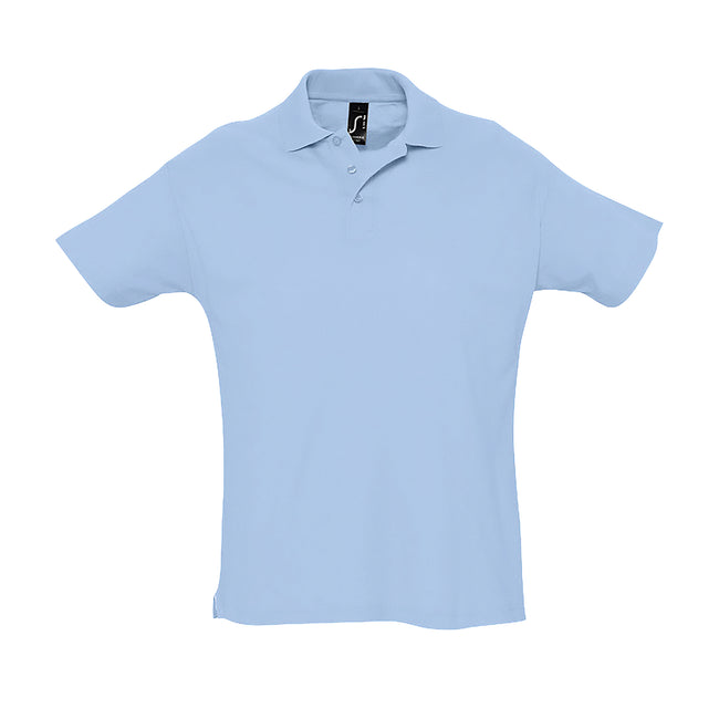 Sky Blue - Front - SOLS Mens Summer II Pique Short Sleeve Polo Shirt