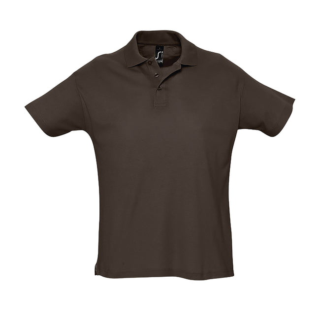 Chocolate - Front - SOLS Mens Summer II Pique Short Sleeve Polo Shirt