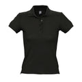 Black - Front - SOLS Womens-Ladies People Pique Short-Sleeved Polo Shirt