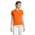 Orange - Back - SOLS Womens-Ladies People Pique Short-Sleeved Polo Shirt