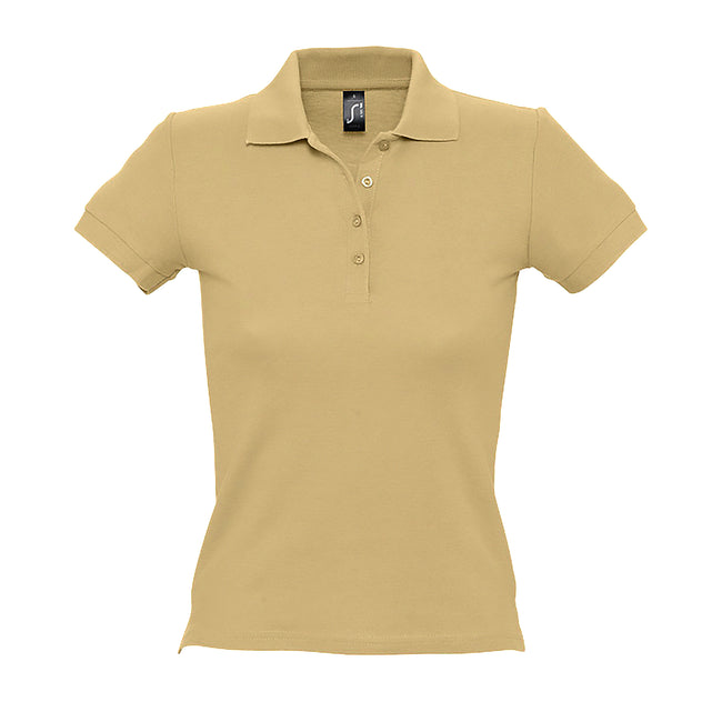 Sand - Front - SOLS Womens-Ladies People Pique Short-Sleeved Polo Shirt