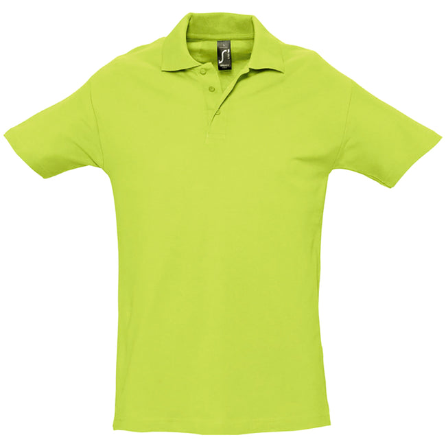 Apple Green - Front - SOLS Mens Spring II Short Sleeve Heavyweight Polo Shirt