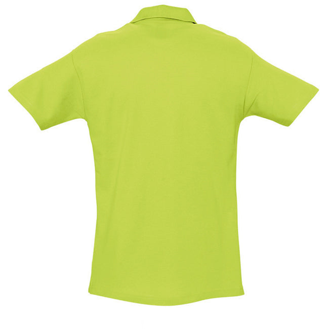 Apple Green - Back - SOLS Mens Spring II Short Sleeve Heavyweight Polo Shirt
