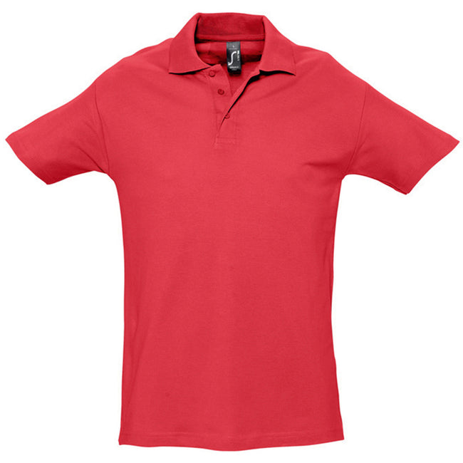 Red - Front - SOLS Mens Spring II Short Sleeve Heavyweight Polo Shirt