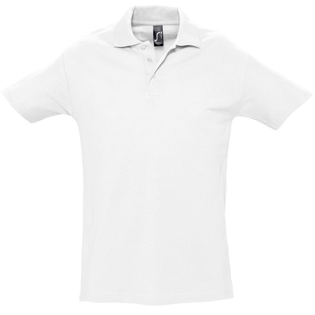 White - Front - SOLS Mens Spring II Short Sleeve Heavyweight Polo Shirt