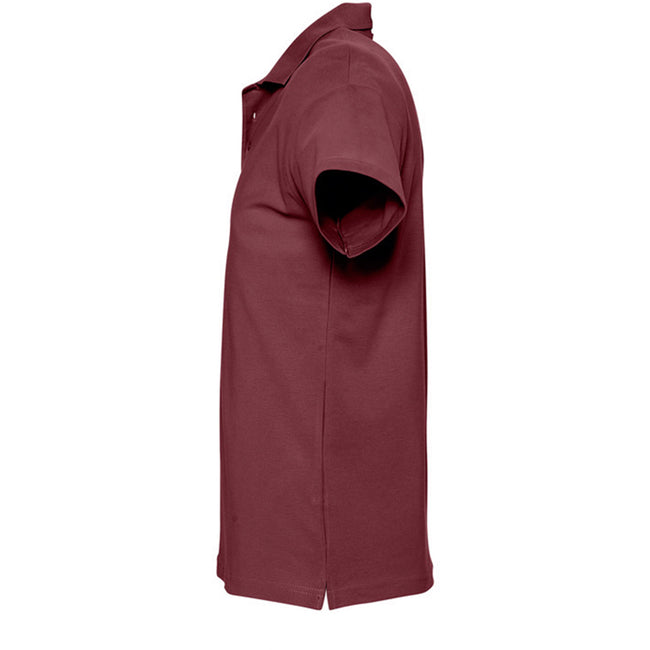 Burgundy - Side - SOLS Mens Spring II Short Sleeve Heavyweight Polo Shirt